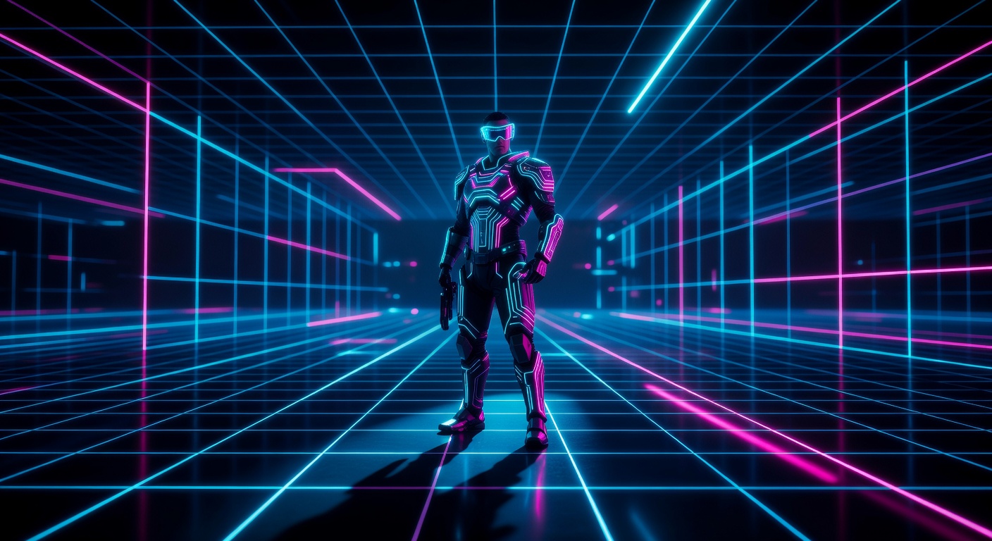 Dark Neon Futuristic Cyber Grid Background